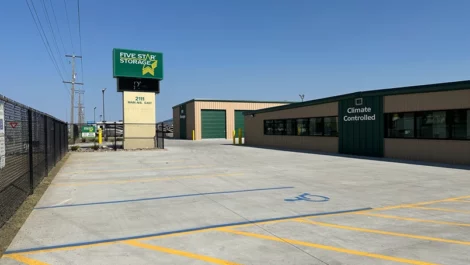 Five Star Storage with a climate controlled building and parking spots.