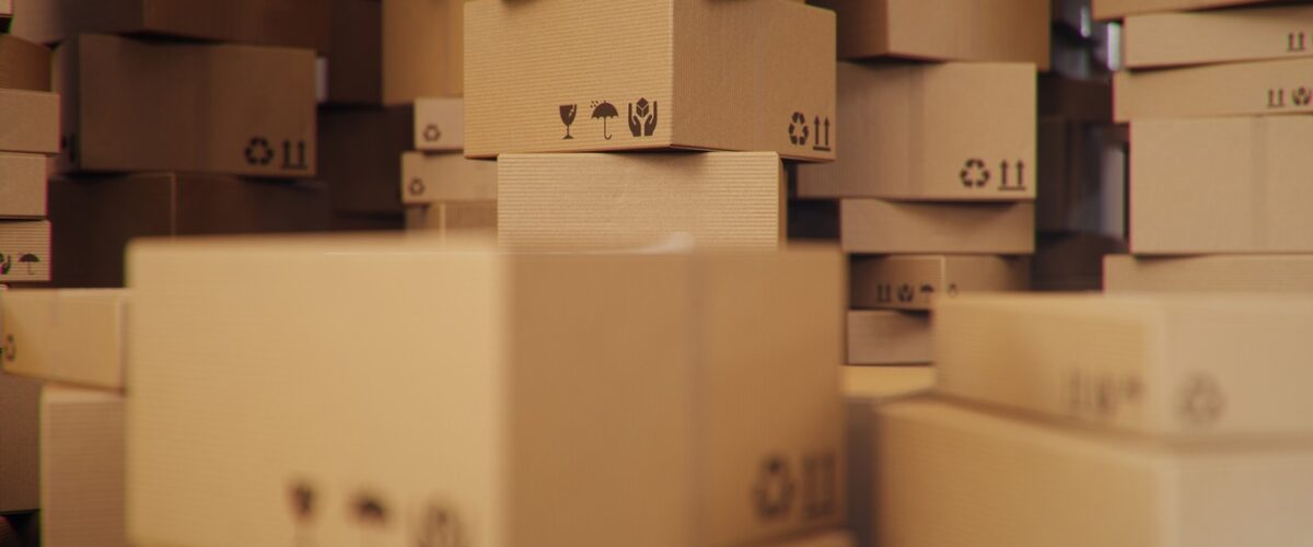 Piles of cardboard boxes ready to be stored in self storage.